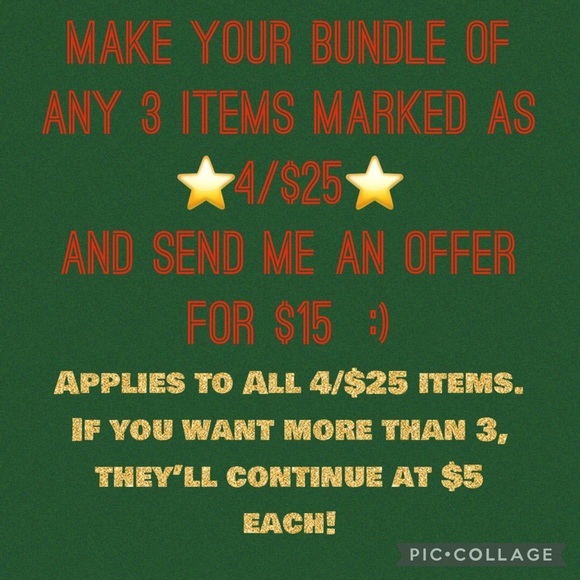BUNDLE SALE!!! All items marked ⭐️4/$25⭐️ are 3/$15 this weekend only! - Picture 3 of 3